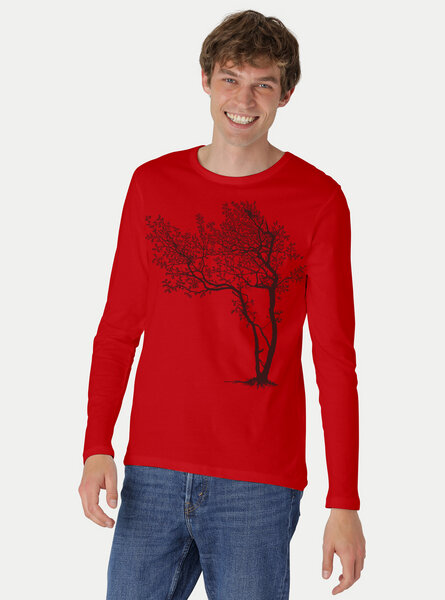 Peaces.bio - handbedruckte Biomode Bio-Herren-Langarmshirt Fancy Tree von Peaces.bio - handbedruckte Biomode