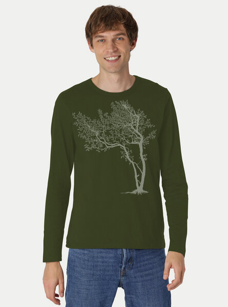 Peaces.bio - handbedruckte Biomode Bio-Herren-Langarmshirt Fancy Tree von Peaces.bio - handbedruckte Biomode