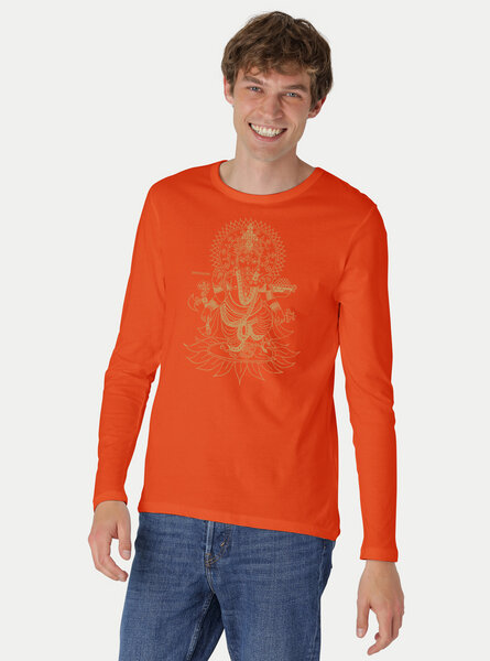 Peaces.bio - handbedruckte Biomode Bio-Herren-Langarmshirt Ganesha von Peaces.bio - handbedruckte Biomode