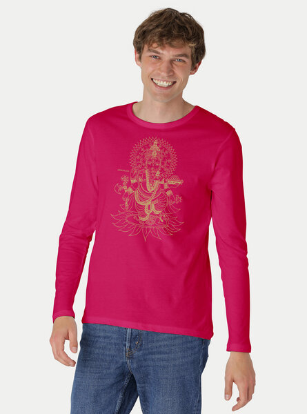 Peaces.bio - handbedruckte Biomode Bio-Herren-Langarmshirt Ganesha von Peaces.bio - handbedruckte Biomode