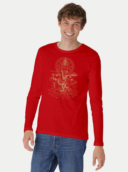 Peaces.bio - handbedruckte Biomode Bio-Herren-Langarmshirt Ganesha von Peaces.bio - handbedruckte Biomode