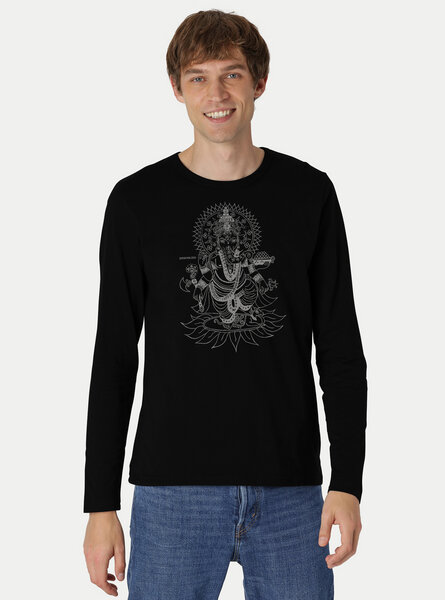 Peaces.bio - handbedruckte Biomode Bio-Herren-Langarmshirt Ganesha von Peaces.bio - handbedruckte Biomode