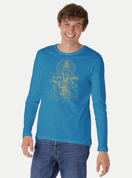 Peaces.bio - handbedruckte Biomode Bio-Herren-Langarmshirt Ganesha von Peaces.bio - handbedruckte Biomode