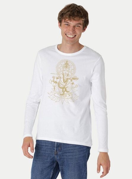 Peaces.bio - handbedruckte Biomode Bio-Herren-Langarmshirt Ganesha von Peaces.bio - handbedruckte Biomode