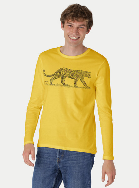 Peaces.bio - handbedruckte Biomode Bio-Herren-Langarmshirt "Leopard" von Peaces.bio - handbedruckte Biomode