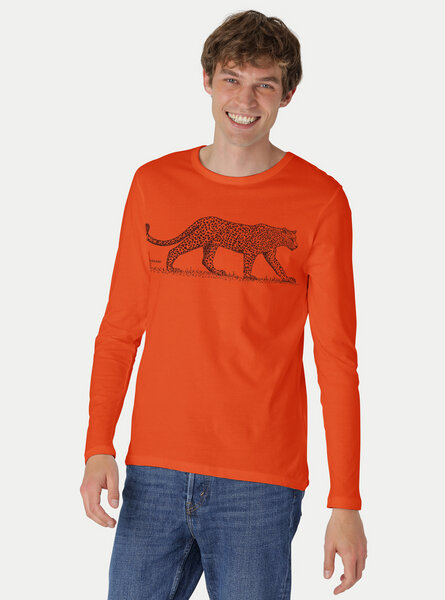 Peaces.bio - handbedruckte Biomode Bio-Herren-Langarmshirt "Leopard" von Peaces.bio - handbedruckte Biomode