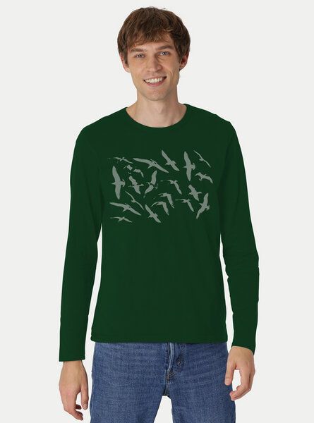 Peaces.bio - handbedruckte Biomode Bio-Herren-Langarmshirt Möwen Peaces.bio - handbedruckte Biomode Bio-Herren-Langarmshirt Möwen von Peaces.bio - handbedruckte Biomode