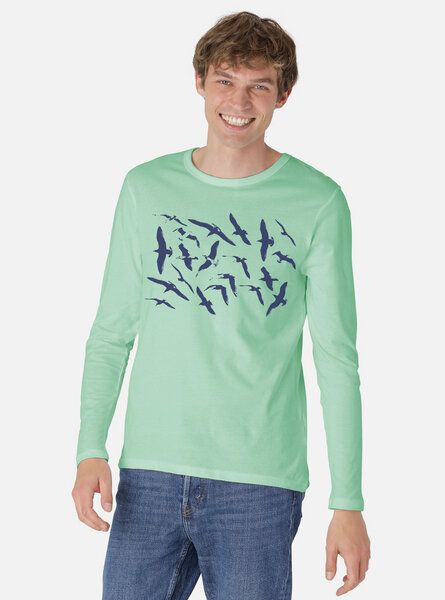 Peaces.bio - handbedruckte Biomode Bio-Herren-Langarmshirt Möwen Peaces.bio - handbedruckte Biomode Bio-Herren-Langarmshirt Möwen von Peaces.bio - handbedruckte Biomode