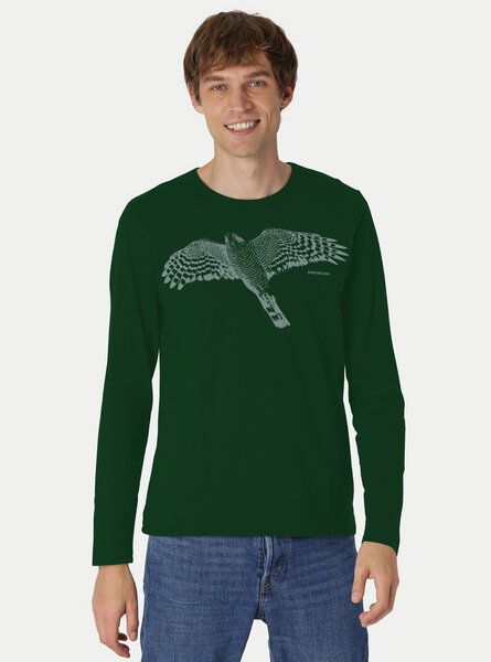 Peaces.bio - handbedruckte Biomode Bio-Herren-Langarmshirt "Sperber" von Peaces.bio - handbedruckte Biomode
