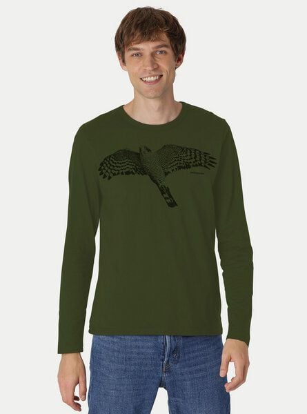 Peaces.bio - handbedruckte Biomode Bio-Herren-Langarmshirt "Sperber" von Peaces.bio - handbedruckte Biomode