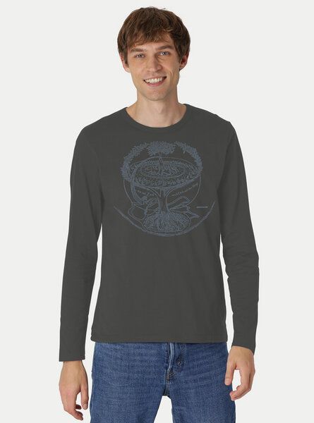 Peaces.bio - handbedruckte Biomode Bio-Herren-Langarmshirt "Weltenesche" von Peaces.bio - handbedruckte Biomode