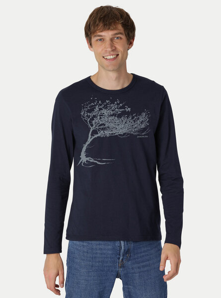 Peaces.bio - handbedruckte Biomode Bio-Herren-Langarmshirt "Windy Tree" von Peaces.bio - handbedruckte Biomode