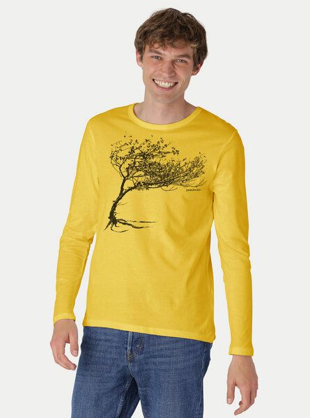 Peaces.bio - handbedruckte Biomode Bio-Herren-Langarmshirt "Windy Tree" von Peaces.bio - handbedruckte Biomode