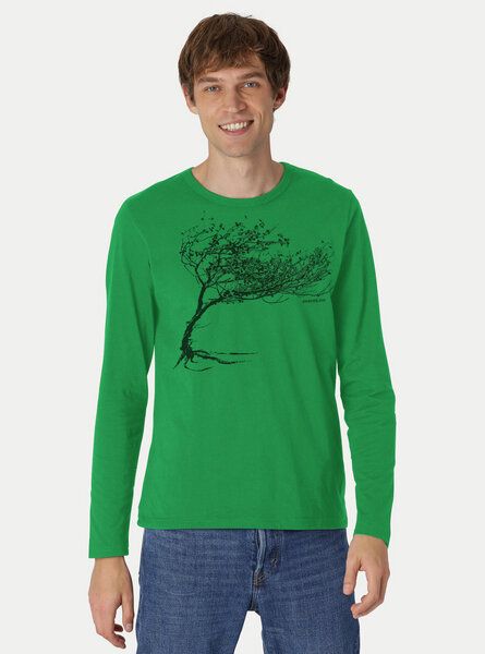 Peaces.bio - handbedruckte Biomode Bio-Herren-Langarmshirt "Windy Tree" von Peaces.bio - handbedruckte Biomode
