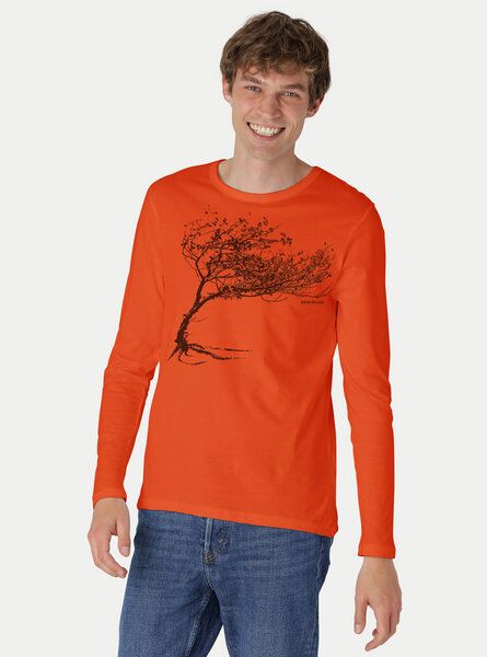 Peaces.bio - handbedruckte Biomode Bio-Herren-Langarmshirt "Windy Tree" von Peaces.bio - handbedruckte Biomode