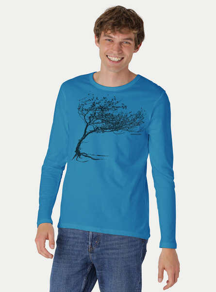 Peaces.bio - handbedruckte Biomode Bio-Herren-Langarmshirt "Windy Tree" von Peaces.bio - handbedruckte Biomode