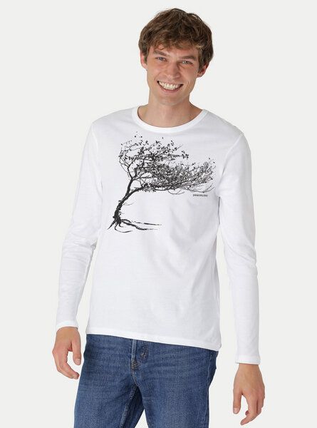 Peaces.bio - handbedruckte Biomode Bio-Herren-Langarmshirt "Windy Tree" von Peaces.bio - handbedruckte Biomode