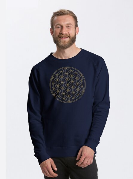 Peaces.bio - handbedruckte Biomode Bio Herren Sweatshirt Die Blume des Lebens von Peaces.bio - handbedruckte Biomode