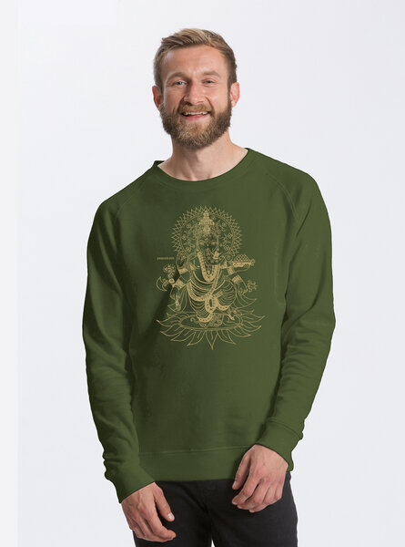 Peaces.bio - handbedruckte Biomode Bio Herren-Sweatshirt Ganesha von Peaces.bio - handbedruckte Biomode