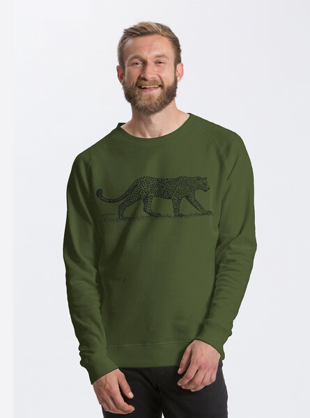 Peaces.bio - handbedruckte Biomode Bio Herren-Sweatshirt Leopard von Peaces.bio - handbedruckte Biomode