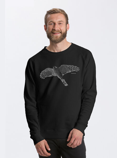 Peaces.bio - handbedruckte Biomode Bio Herren-Sweatshirt Sperber von Peaces.bio - handbedruckte Biomode