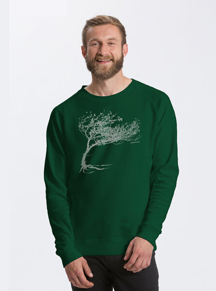 Peaces.bio - handbedruckte Biomode Bio Herren-Sweatshirt Windy Tree von Peaces.bio - handbedruckte Biomode