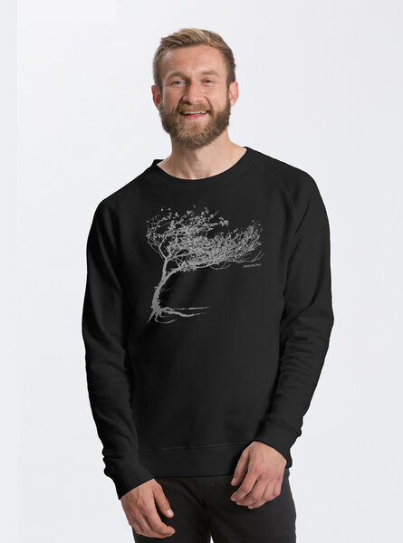 Peaces.bio - handbedruckte Biomode Bio Herren-Sweatshirt Windy Tree von Peaces.bio - handbedruckte Biomode