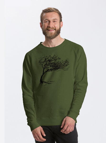 Peaces.bio - handbedruckte Biomode Bio Herren-Sweatshirt Windy Tree von Peaces.bio - handbedruckte Biomode