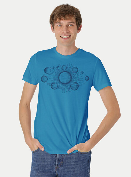 Peaces.bio - handbedruckte Biomode Bio-Herren-T-Shirt Sonnensystem von Peaces.bio - handbedruckte Biomode