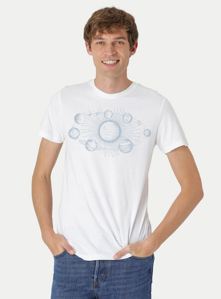 Peaces.bio - handbedruckte Biomode Bio-Herren-T-Shirt Sonnensystem von Peaces.bio - handbedruckte Biomode