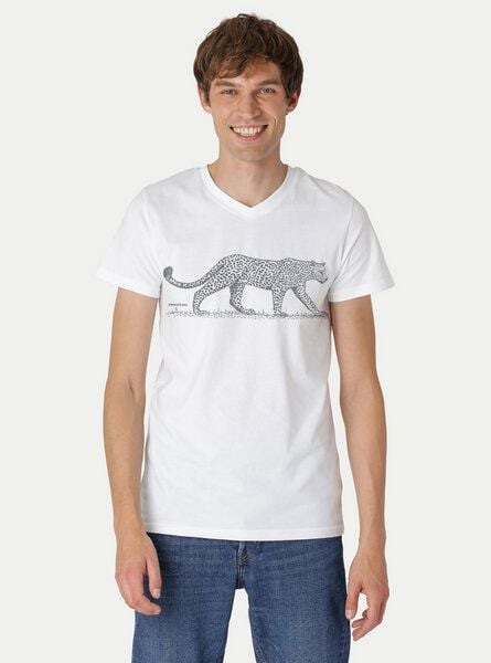 Peaces.bio - handbedruckte Biomode Bio-Herren-T-Shirt V-Neck Leopard von Peaces.bio - handbedruckte Biomode