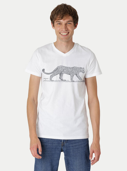 Peaces.bio - handbedruckte Biomode Bio-Herren-T-Shirt V-Neck Leopard von Peaces.bio - handbedruckte Biomode