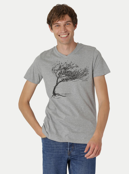 Peaces.bio - handbedruckte Biomode Bio-Herren-T-Shirt V-Neck Windy Tree von Peaces.bio - handbedruckte Biomode