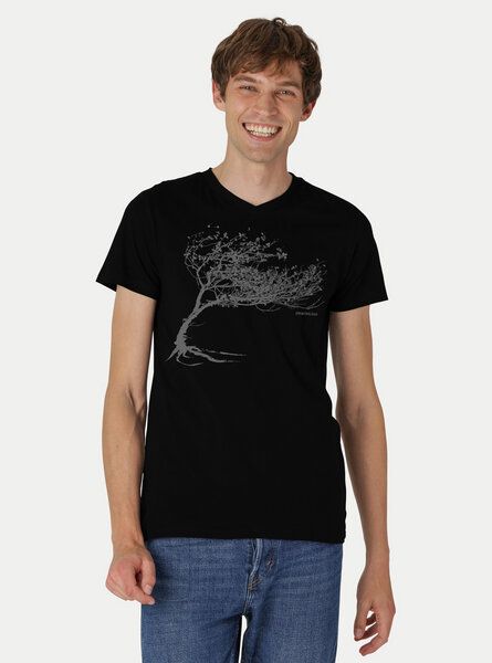 Peaces.bio - handbedruckte Biomode Bio-Herren-T-Shirt V-Neck Windy Tree von Peaces.bio - handbedruckte Biomode