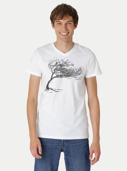 Peaces.bio - handbedruckte Biomode Bio-Herren-T-Shirt V-Neck Windy Tree von Peaces.bio - handbedruckte Biomode