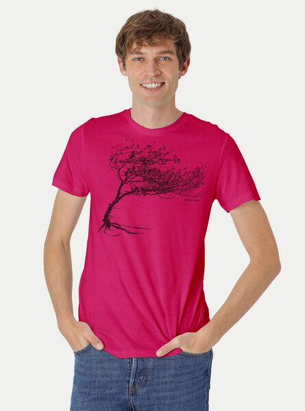 Peaces.bio - handbedruckte Biomode Bio-Herren-T-Shirt "Windy Tree" von Peaces.bio - handbedruckte Biomode