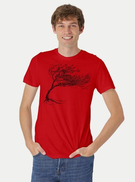 Peaces.bio - handbedruckte Biomode Bio-Herren-T-Shirt "Windy Tree" von Peaces.bio - handbedruckte Biomode