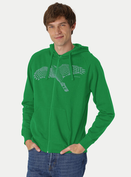 Peaces.bio - handbedruckte Biomode Bio Herren-Zip-Hoodie Sperber von Peaces.bio - handbedruckte Biomode