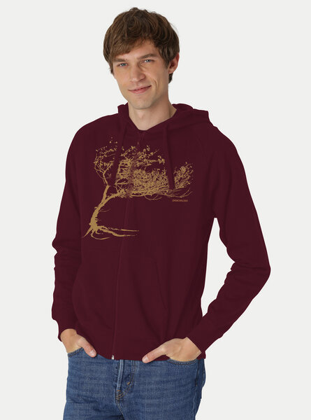 Peaces.bio - handbedruckte Biomode Bio Herren-Zip-Hoodie Windy Tree von Peaces.bio - handbedruckte Biomode