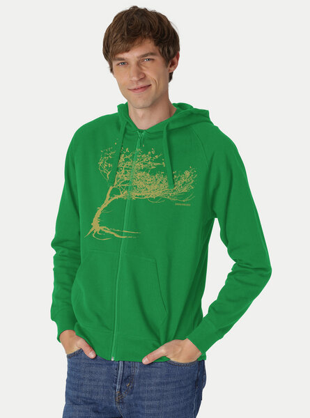 Peaces.bio - handbedruckte Biomode Bio Herren-Zip-Hoodie Windy Tree von Peaces.bio - handbedruckte Biomode