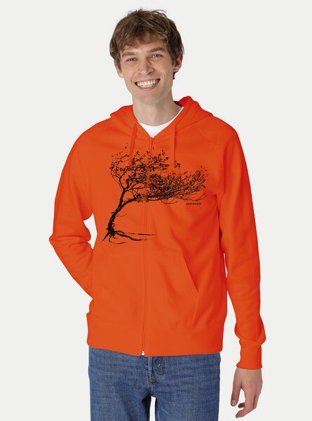 Peaces.bio - handbedruckte Biomode Bio Herren-Zip-Hoodie Windy Tree von Peaces.bio - handbedruckte Biomode