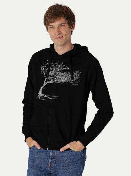 Peaces.bio - handbedruckte Biomode Bio Herren-Zip-Hoodie Windy Tree von Peaces.bio - handbedruckte Biomode