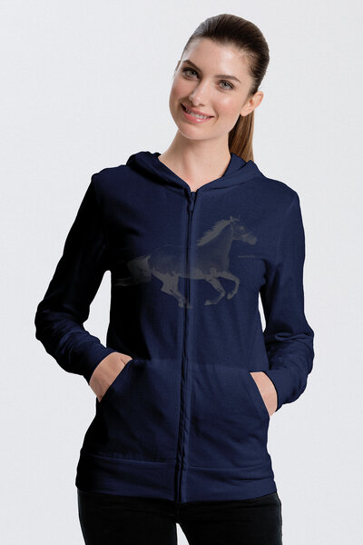 Peaces.bio - handbedruckte Biomode Bio-Jersey-Zip-Hoodie Horsepower von Peaces.bio - handbedruckte Biomode