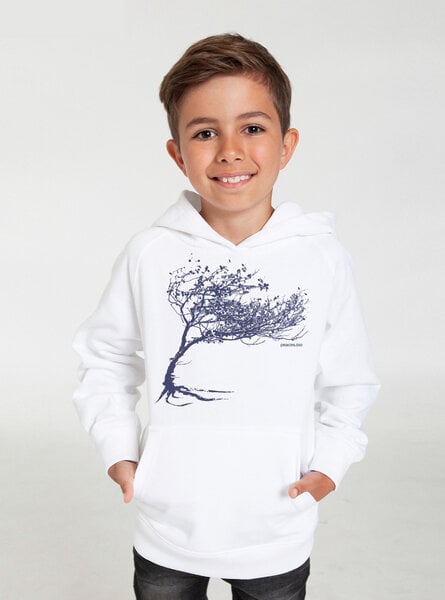 Peaces.bio - handbedruckte Biomode Bio-Kinder-Kapuzen-Sweatshirt "Windy Tree" von Peaces.bio - handbedruckte Biomode