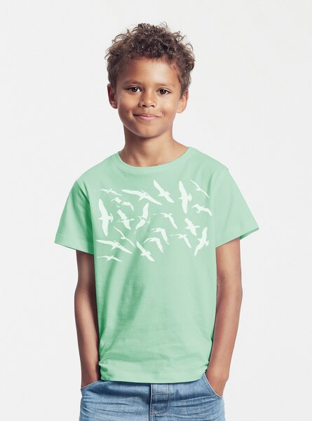 Peaces.bio - handbedruckte Biomode Bio-Kinder T-Shirt Möwen von Peaces.bio - handbedruckte Biomode