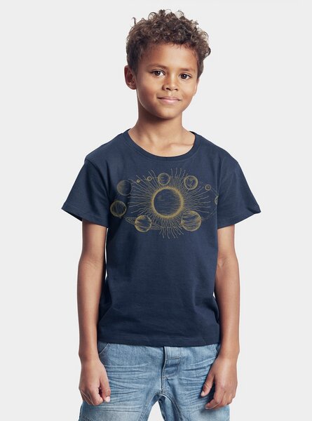 Peaces.bio - handbedruckte Biomode Bio-Kinder T-Shirt Sonnensystem von Peaces.bio - handbedruckte Biomode