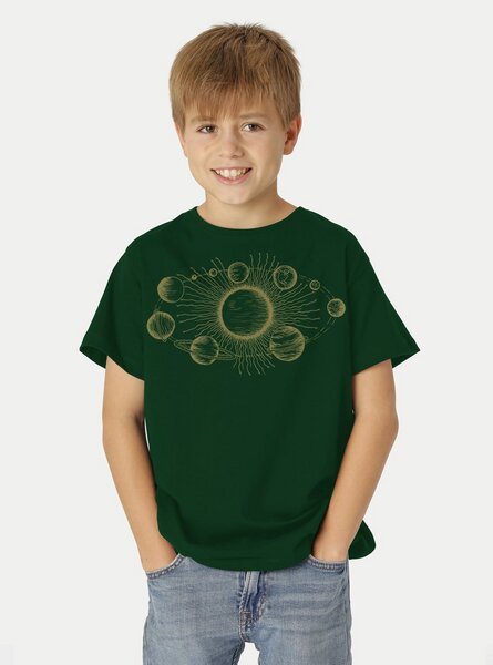 Peaces.bio - handbedruckte Biomode Bio-Kinder T-Shirt Sonnensystem von Peaces.bio - handbedruckte Biomode