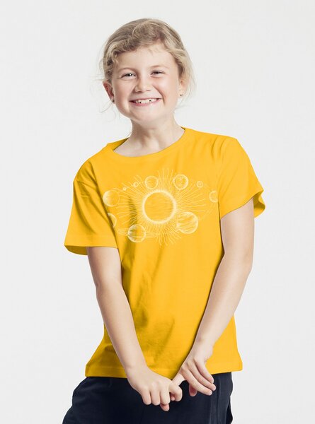 Peaces.bio - handbedruckte Biomode Bio-Kinder T-Shirt Sonnensystem von Peaces.bio - handbedruckte Biomode