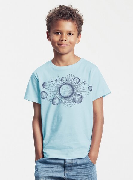 Peaces.bio - handbedruckte Biomode Bio-Kinder T-Shirt Sonnensystem von Peaces.bio - handbedruckte Biomode