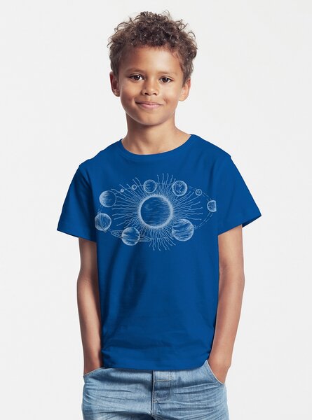 Peaces.bio - handbedruckte Biomode Bio-Kinder T-Shirt Sonnensystem von Peaces.bio - handbedruckte Biomode